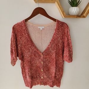 🐆 Red leopard print cardigan sweater